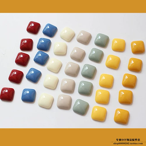 Ретро полу шаровые квадратные квадратные серьги с твердым цветом кольцо вино красная куркума японская ручная ручная работы аксессуары ручной работы ручной работы