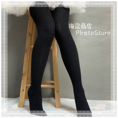 taobao agent Knitted woolen black lace demi-season keep warm cute socks, lace dress, Lolita style