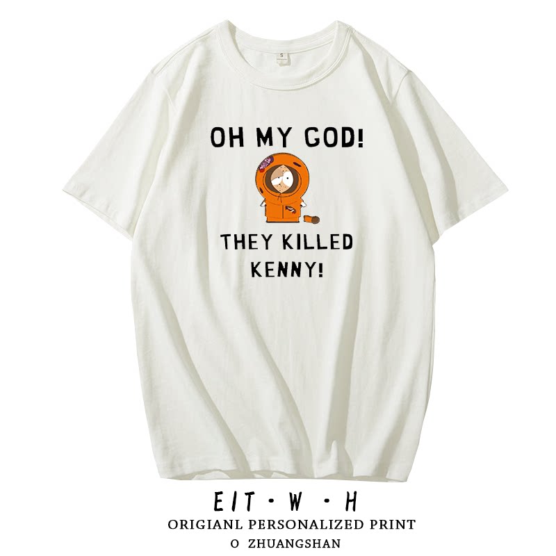 Футболка South Park с надписью Южный Парк, Kenny в коротком рукаве, одежда вокруг Kenny, полурукавная футболка