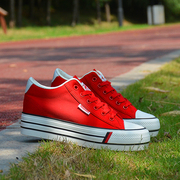 Mùa hè mới màu đỏ dày dưới tăng giày vải của phụ nữ tie thấp để giúp giày đơn giày sinh viên hoang dã giày trắng