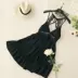 Châu âu và Mỹ gió ins nữ thần kỳ nghỉ bãi biển ảnh váy V-Cổ treo cổ sexy backless ren xù dress nữ Váy eo cao