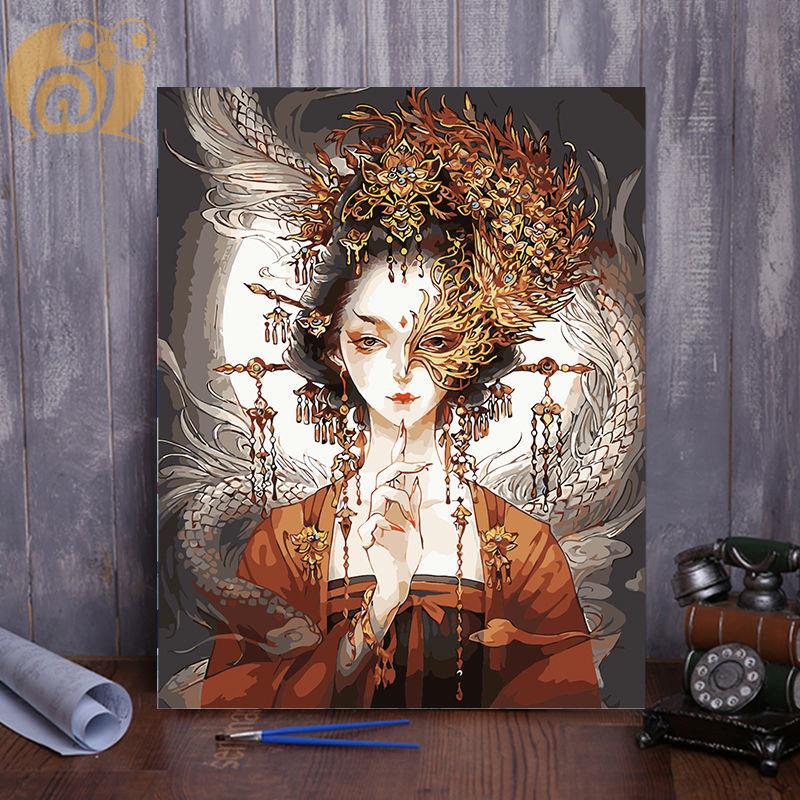 A039 Half Face MakeupDigital oil painting diy fill Oil painting customized comic scenery character Color painting manual  Decorative painting