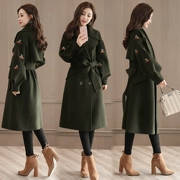 Chống giải phóng mặt bằng áo khoác nữ phần dài Hàn Quốc phiên bản 2018 mới mùa thu và mùa đông dày lỏng lỏng lẻo đầu gối áo len
