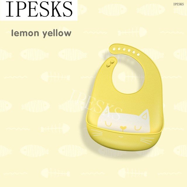 Yellow&CatSiliconebibsBabyNewbornBoybibGirlSalivaTowelInfant