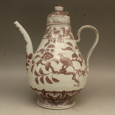 Ручная роспись Ming Xuande Underglaze Красный горшок антикварные фарфоровые антикварные украшения коллекция антикварных фарфоровых подарков