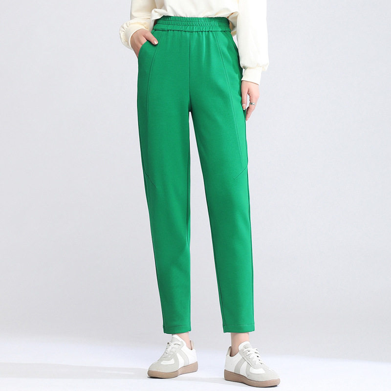 2022 Spring/Summer new style stretched-waist women's 9-inch pants, high-waisted women's pants, Halon pants, casual, versatile and comfortable to pair with radish pants