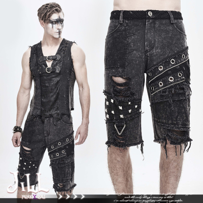 taobao agent O Jerri o punk rock rock heavy metal imitation cuts cutout and sideline personality to make old style penta pants shorts