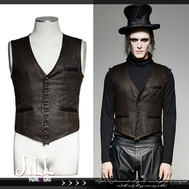 taobao agent O Jill O aristocratic British distressed leather kaleidoscope button suit vest steampunk Y718 coffee