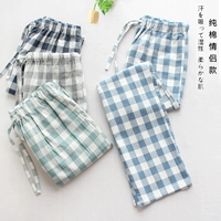 Mùa thu đôi cotton ngủ quần âu quần tây nam và nữ quần nhà cotton kích thước lớn không in gió có thể mặc quần dài nam