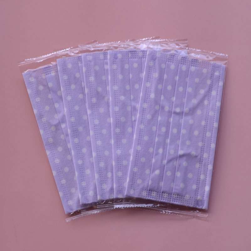 20 Pieces Of Xiaobo Dianzi (Packed Separately)disposable printing Mask fashion purple Wave point Breathable Han personality goddess three layers Melt blown cloth Whitening adult colour