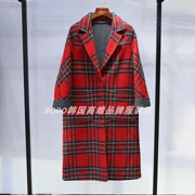[giải phóng mặt bằng nhà máy] 95233 Hàn Quốc đặt hàng lưới đỏ túi lớn hai mặt khâu tay áo len lông cừu nữ - Accentuated eo áo