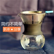 Bộ dụng cụ pha cà phê được rửa bằng tay đặt bộ lọc bằng thép không gỉ dùng chung ly thủy tinh