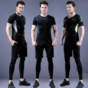 Quần áo và thiết bị mặc giản dị mùa thu mẫu thể thao phù hợp với trang phục thể thao nam chạy thể dục Slim cá tính trùm đầu - Quần áo tập thể hình