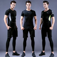 Quần áo và thiết bị mặc giản dị mùa thu mẫu thể thao phù hợp với trang phục thể thao nam chạy thể dục Slim cá tính trùm đầu - Quần áo tập thể hình quần gym 2 lớp