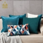 Bắc âu gối mô hình hình học lại màu xanh lá cây mô hình màu xanh phòng gối sofa cushion cover khâu hỗn hợp màu đơn giản thắt lưng gối gối tựa lưng văn phòng