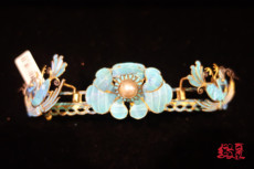 аксессуары для волос 【缀百裘-大雅美学】清代点翠东珠发饰，翠鸟羽毛，古董