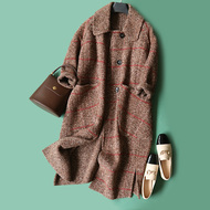 Thiết kế ý nghĩa cống nạp cho tweed ~ 18 mùa thu mới thời trang loose handmade hai mặt áo khoác len áo khoác D88182 áo bomber nữ