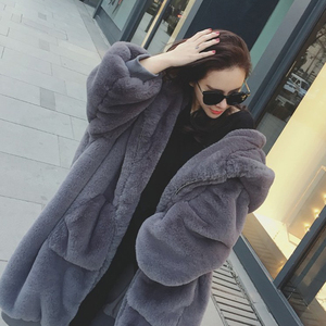 2017 mùa thu và mùa đông mới lớn tên Châu Âu và Mỹ giả lông dài coat loose trùm đầu ấm fur coat dày nữ