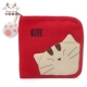 Thiết kế Nhật Bản mèo kine vải bông tinh khiết chắp vá dễ thương phim hoạt hình phụ nữ giản dị phù hợp tất cả các ngăn đựng thẻ ví ngắn