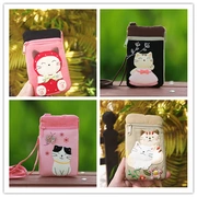 [Giải phóng mặt bằng] Nhật Bản minh họa KINE mèo dễ thương phim hoạt hình nam và nữ học sinh tiểu học thẻ ID bộ gói thẻ treo cổ