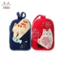 Nhật Bản minh họa mèo KINE handmade chắp vá nữ thẻ túi ví bông vải nghệ thuật khóa xe túi nhỏ ví móc chìa khóa nữ dễ thương