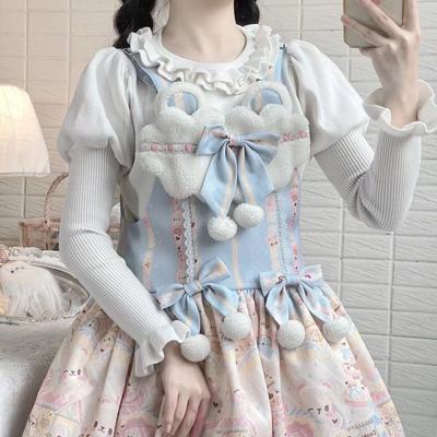 taobao agent Genuine knitted demi-season sweater, Japanese thermal underwear, Lolita style, with sleeve