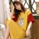 Bộ đồ ngủ mùa hè Lady Cotton tay áo ngắn Phim hoạt hình Sinh viên lỏng lẻo Phiên bản tiếng Hàn có thể mặc đồ ngủ Váy phụ nữ mang thai Kích thước lớn - Đêm đầm