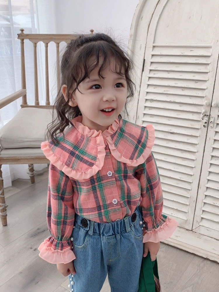 Áo sơ mi kẻ sọc bé gái 2019 xuân hè mới cho bé kiểu áo sơ mi phương Tây kiểu áo sơ mi Hàn Quốc - Áo sơ mi