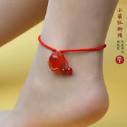 Agate nhỏ dễ thương cáo chân dây lừa hoa đào Wang sự nghiệp dây đỏ dệt vòng chân handmade dễ thương nữ mô hình bạn gái trang sức Han - Vòng chân
