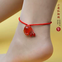 Агатовый браслет на ногу, плетеный браслет из красной нити, милая цепочка ручной работы, аксессуар