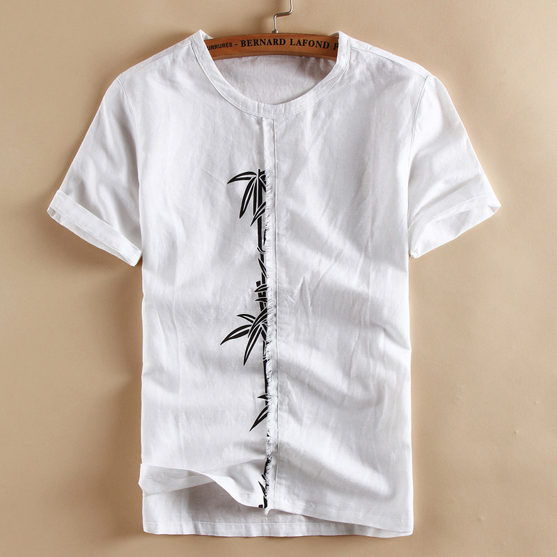 夏季新款印花竹子加肥加大短袖t男 钱塘4020-205-p55