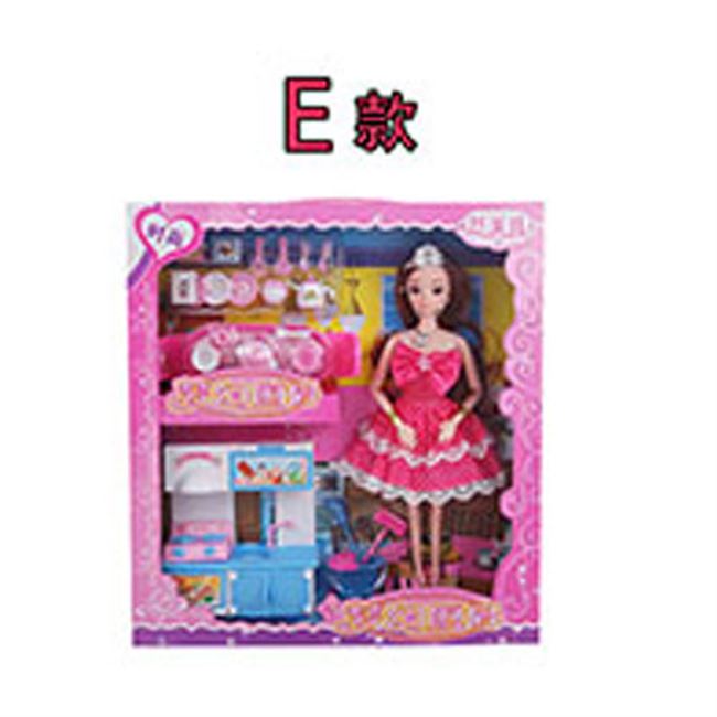 Nhạc nhẹ trẻ em chơi nhà đồ chơi mô phỏng cô gái nấu ăn bộ đồ ăn nhà bếp búp bê Barbie đặt hộp quà tặng - Búp bê / Phụ kiện