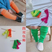trẻ em Hàn Quốc bé trai mùa đông và trẻ em gái vớ em bé mà không vớ gót chân đôi màu huỳnh quang kim mới trong vớ ống Trẻ em - Vớ