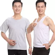 Mùa hè nam trở ngại áo vest cotton mềm mại bó sát và quần áo co giãn chất béo nhanh khô quần thể dục cũ để tăng - Áo vest