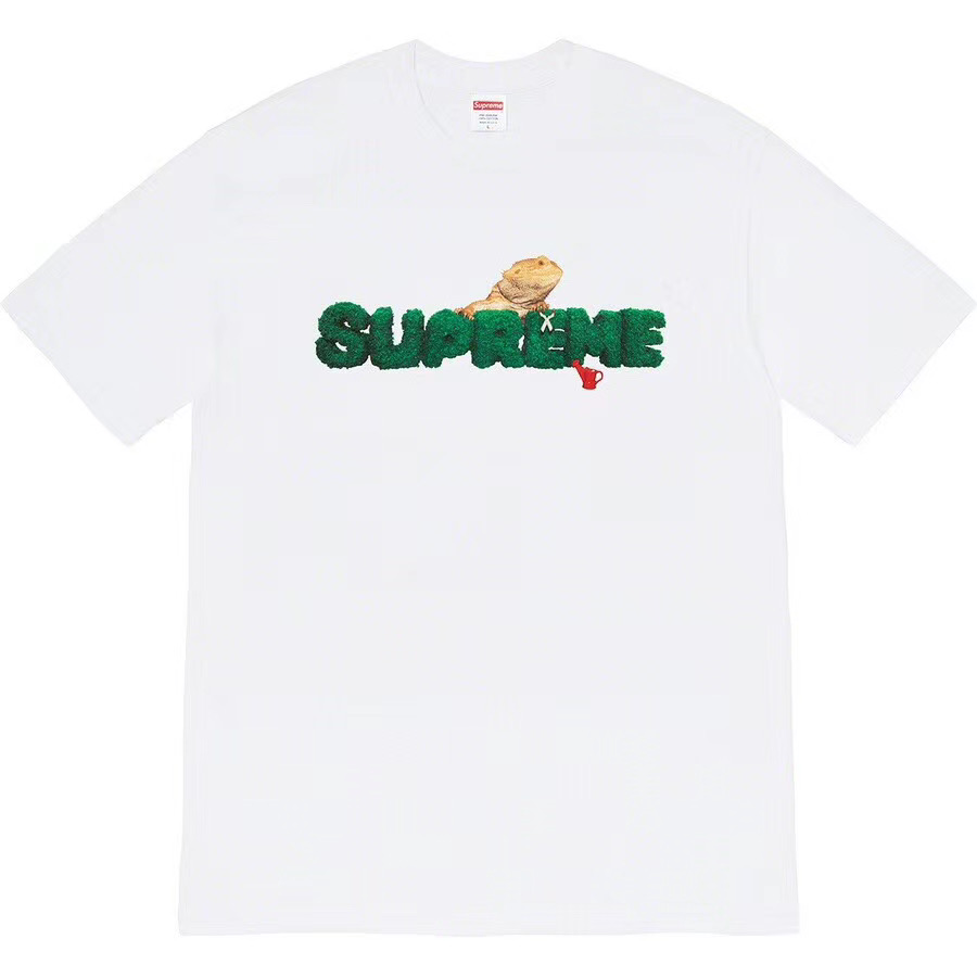 S041 WhiteSupreme20SSLizardTee green Botany logo crawl lizard Short sleeve men and women letter T-shirt