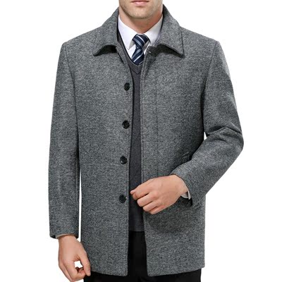 Mùa thu và mùa đông trung niên áo len nam dài áo len dày ve áo kinh doanh bình thường daddy coat áo bò nam Áo len