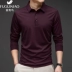 Rich Bird Mulberry Silk Áo phông dài tay Nam giới Kinh doanh Mùa thu / Đông Giản dị Băng Lụa ve áo T-shirt Tơ lụa Polo ao khoac nam Suit phù hợp