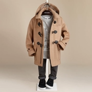 Quần áo cho bé trai mùa đông Trẻ em lớn mới phiên bản Hàn Quốc của áo khoác len cộng với áo khoác lông sừng dày - Áo khoác