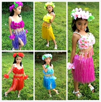 Hawaii Liuyi Детская день День исполнения трава, танцевальная одежда для взрослой детской травяной юбки и цветочного кольца можно настроить