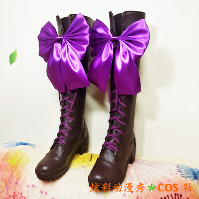 taobao agent ◆ Purple Bow is tall boots ◆ Black deacon Ⅱ Arolos Alois Totoran COS shoes