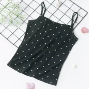 T7 cô gái da đen polka dot yếm trong vest 2018 mùa hè mặc bên trong phần ngắn dưới cùng là mỏng