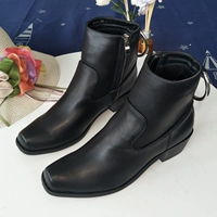 Martin boot nữ 2018 mới mùa thu và mùa đông đầu vuông với giày cao gót dày dây kéo nữ bên cộng với nhung ngắn ủng nữ bốt cổ thấp