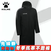 Kelme karme mùa đông đào tạo áo khoác bóng đá cầu thủ bóng đá nam áo khoác lông dài mùa đông áo khoác bông - Quần áo độn bông thể thao