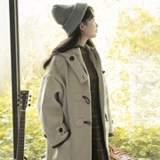 Áo khoác len 2019 mùa thu đông mới Học sinh đại học Hàn Quốc gió buông xõa sừng khóa áo len - Áo Hàn Quốc