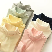 Áo sơ mi nữ đáy xinh xắn Đầm ren cổ cao tay dài Áo thun cotton dày và mềm mịn