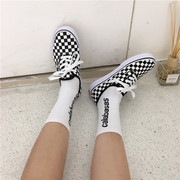 Mười bảy hươu giày vải nữ mùa xuân mới giày kẻ sọc đen và trắng sinh viên Hàn Quốc hoang dã Harajuku chic giày