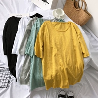 Летняя одежда, однотонная бамбуковая хлопковая футболка с коротким рукавом, жакет, в корейском стиле, большой размер