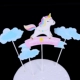 Unicorn Trojan Rocking Horse Ngày của trẻ em Bánh sinh nhật Trang trí tráng miệng Mirror Ball White Feather Plug - Trang trí nội thất