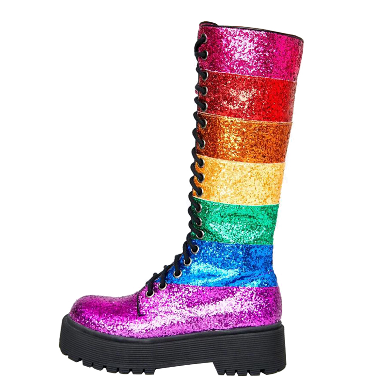 Details about / Women Lace Up Knee High Rivet Long Boot Motorcycle Combat Pointy Toe Riding Shoe