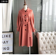 Em gái thứ hai の shop 2018 Hàn Quốc Dongdaemun hai mặt khâu tay áo len cashmere áo khoác bút lớn thắt lưng